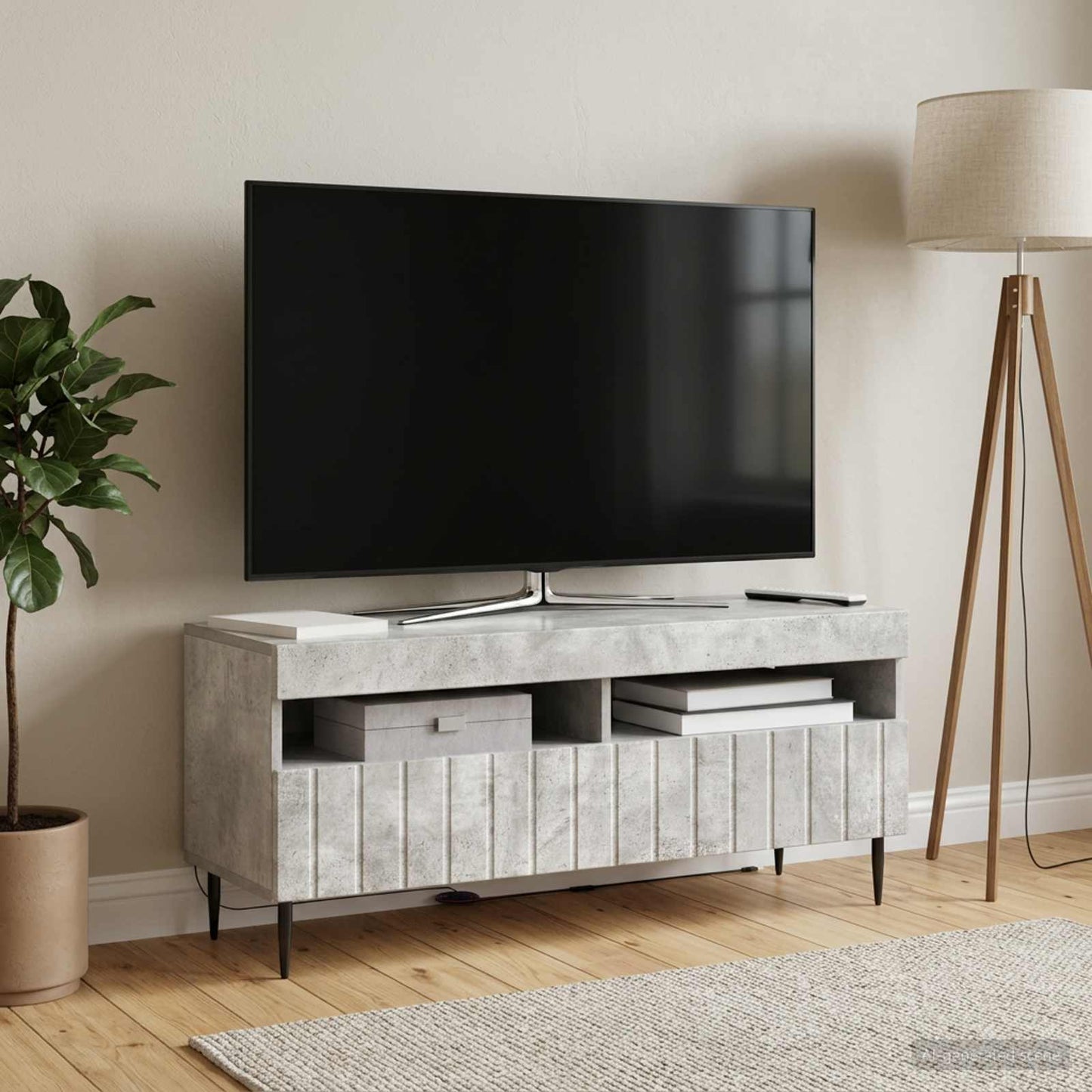 LED TV Cabinet Concrete Grey Engineered Wood