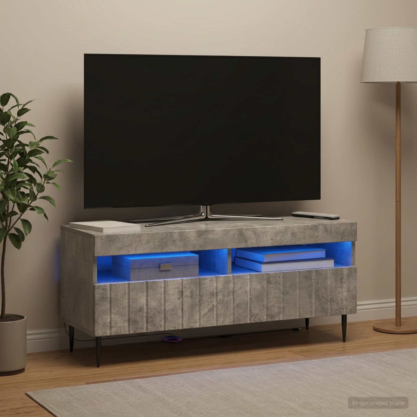 LED TV Cabinet Concrete Grey Engineered Wood