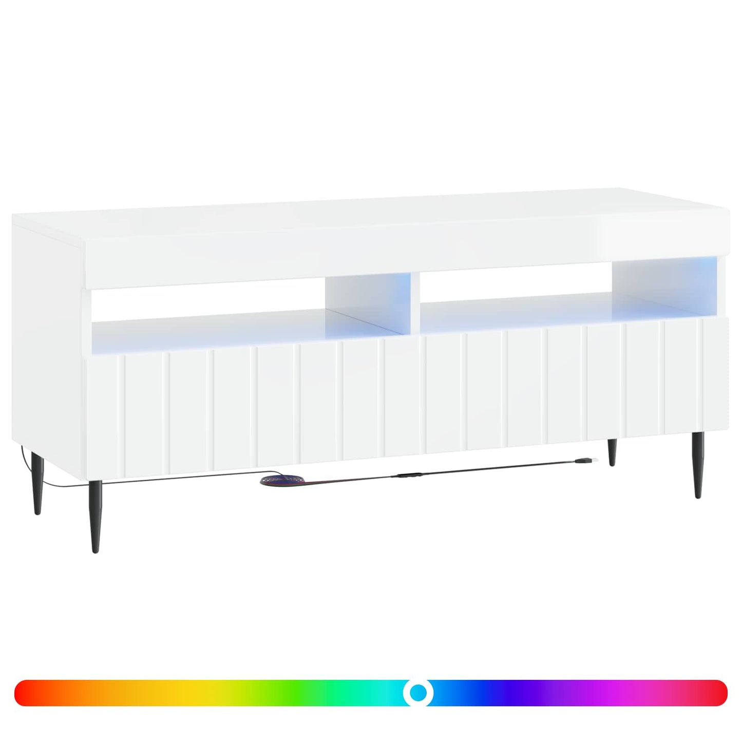 LED TV Cabinet High Gloss White Engineered Wood