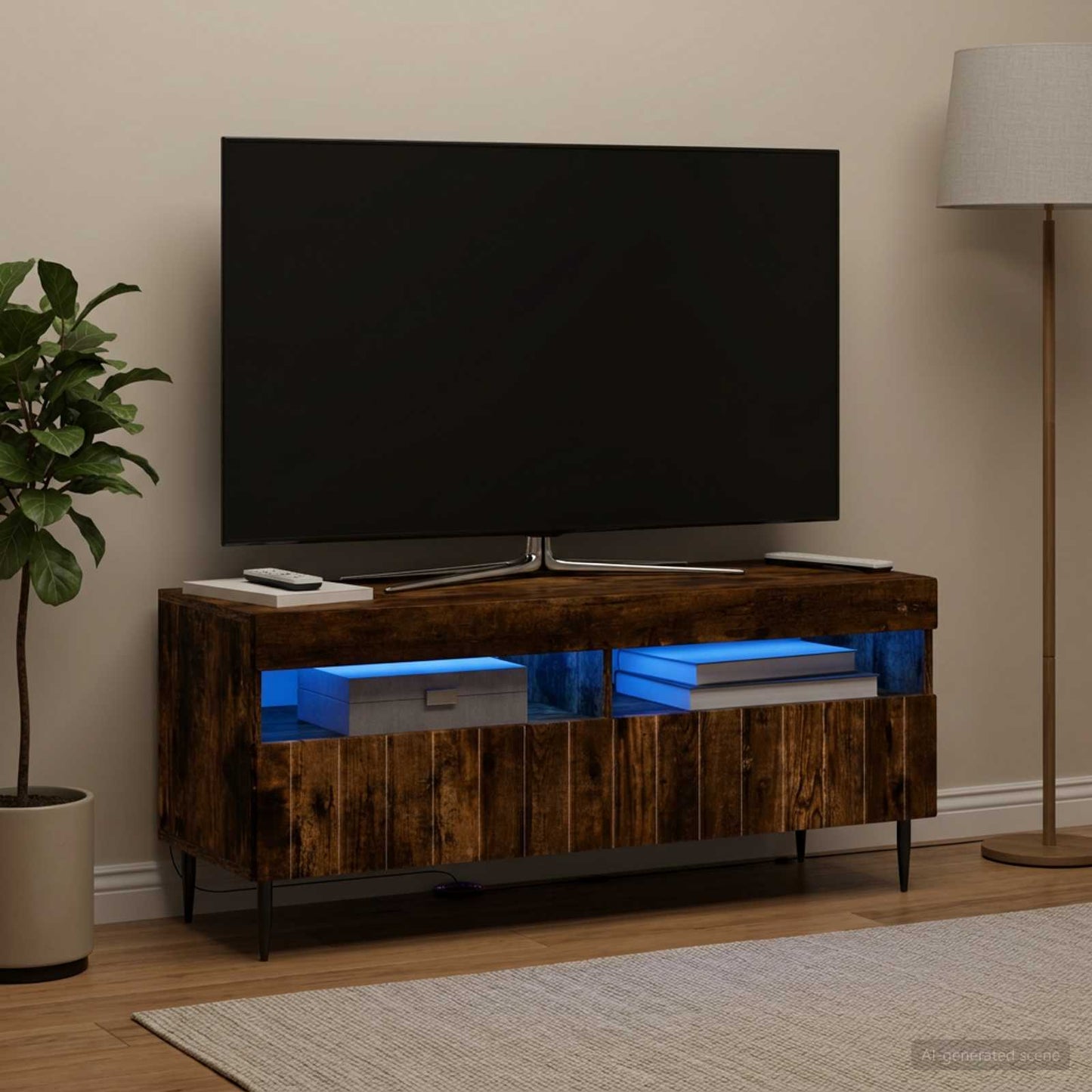 LED TV Cabinet Smoked Oak Engineered Wood