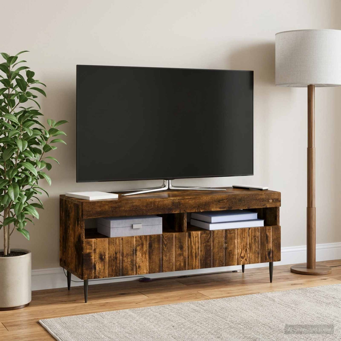 LED TV Cabinet Smoked Oak Engineered Wood