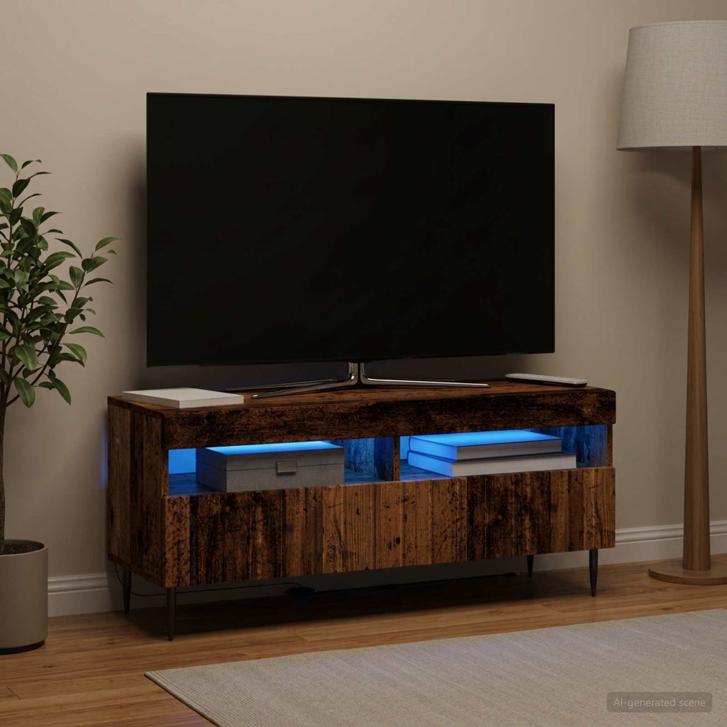 LED TV Cabinet Old Wood Engineered Wood
