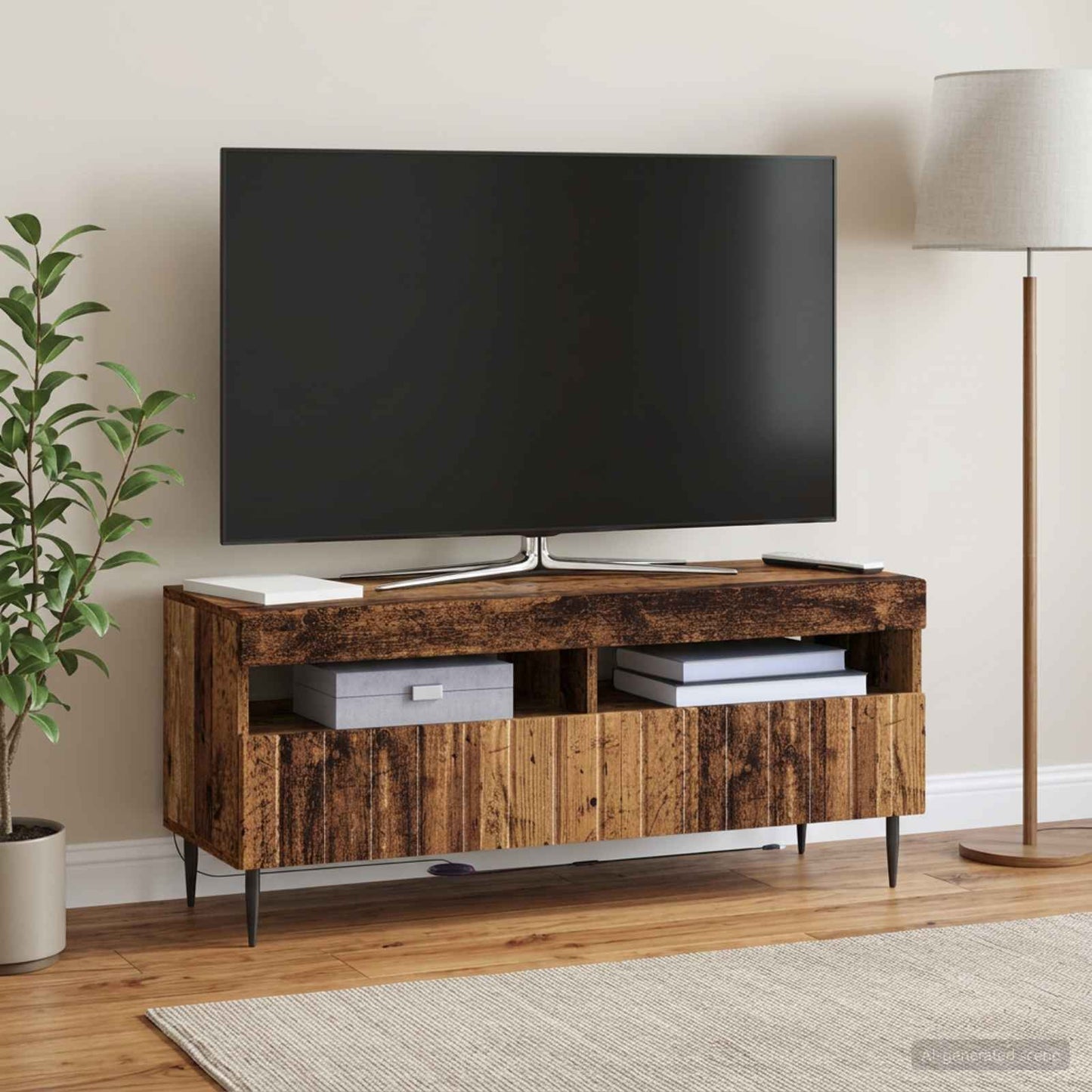 LED TV Cabinet Old Wood Engineered Wood