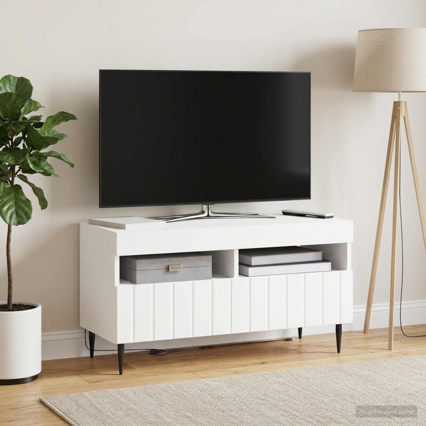 LED TV Cabinet White Engineered Wood