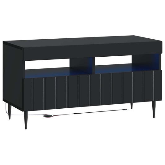 LED TV Cabinet Black Engineered Wood