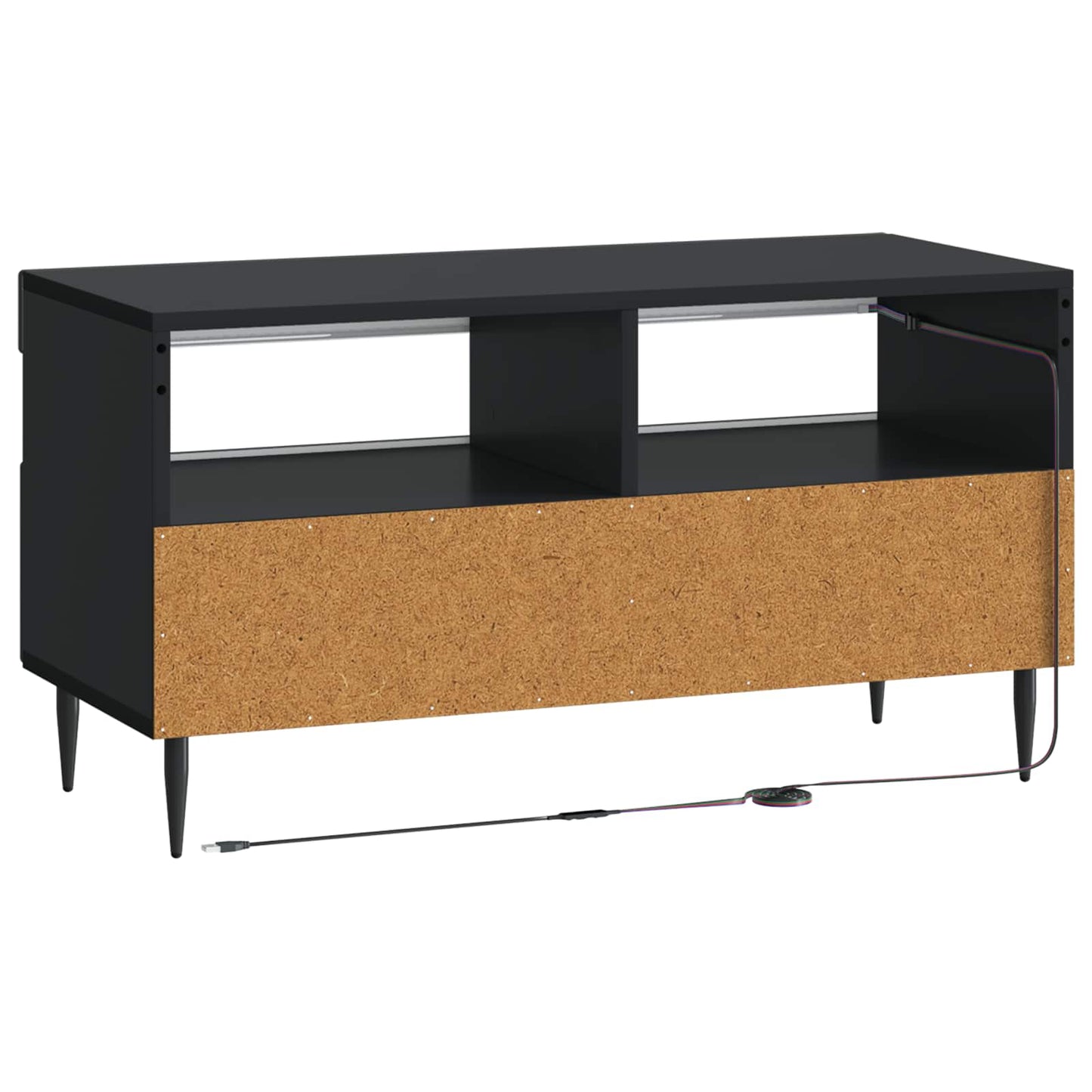 LED TV Cabinet Black Engineered Wood