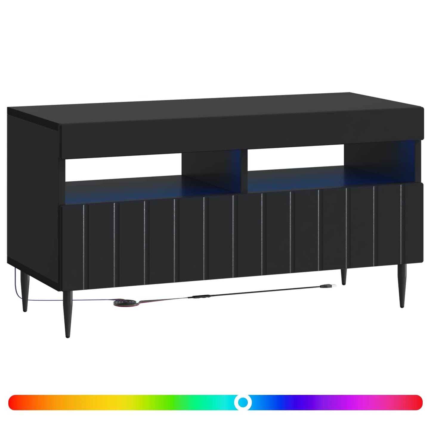 LED TV Cabinet Black Engineered Wood