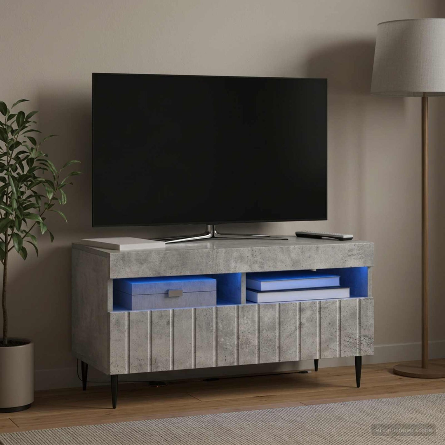 LED TV Cabinet Concrete Grey Engineered Wood