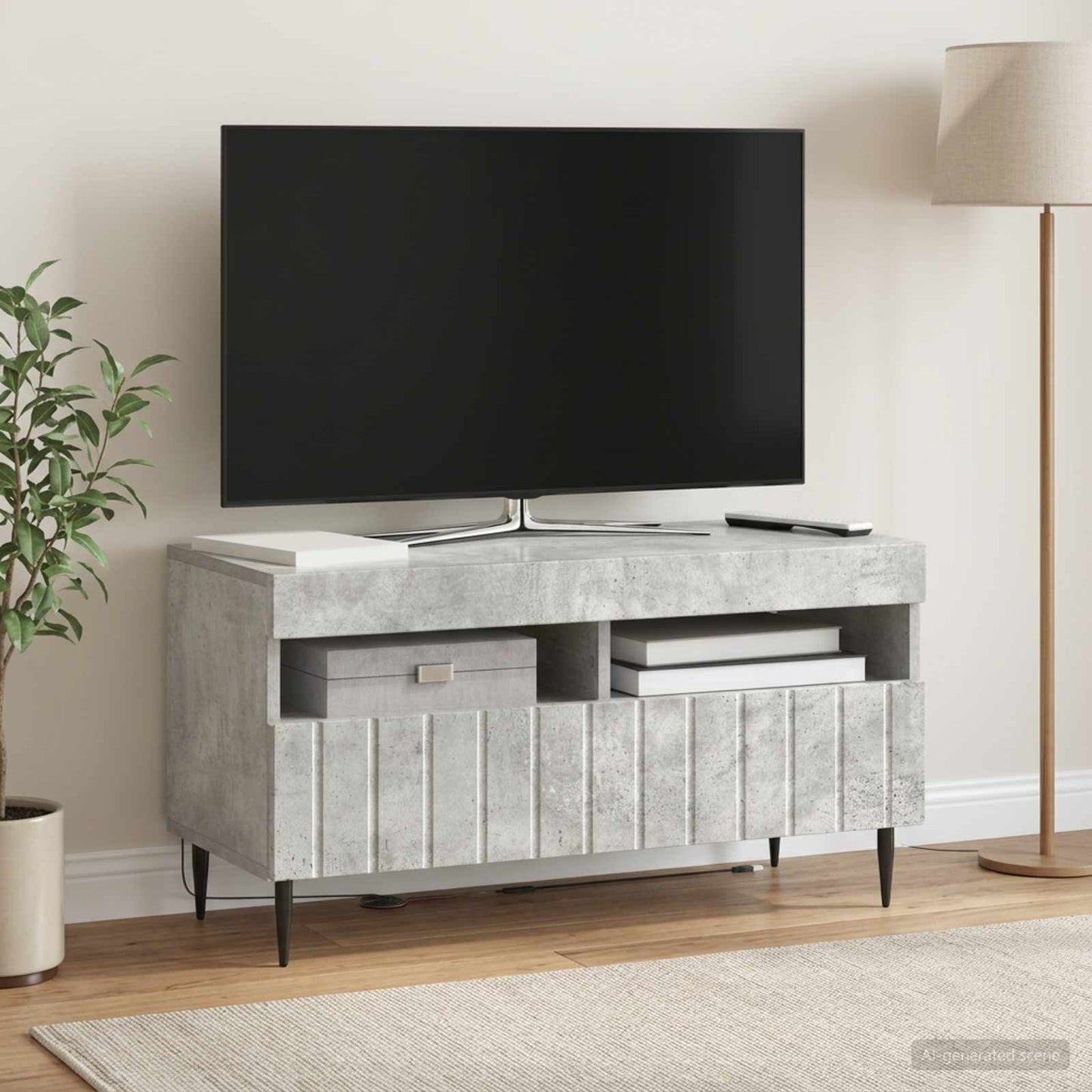 LED TV Cabinet Concrete Grey Engineered Wood