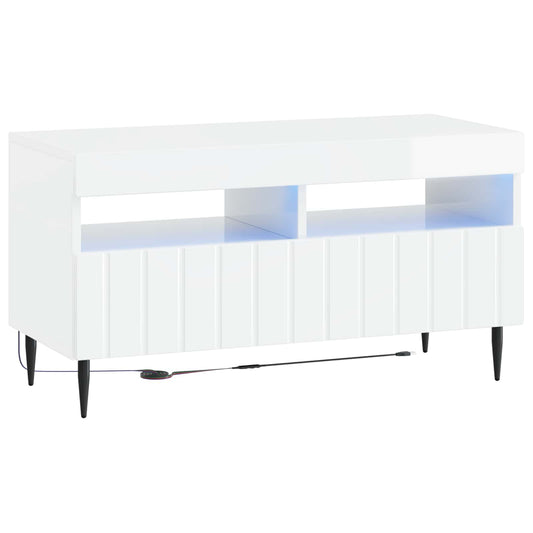 LED TV Cabinet High Gloss White Engineered Wood