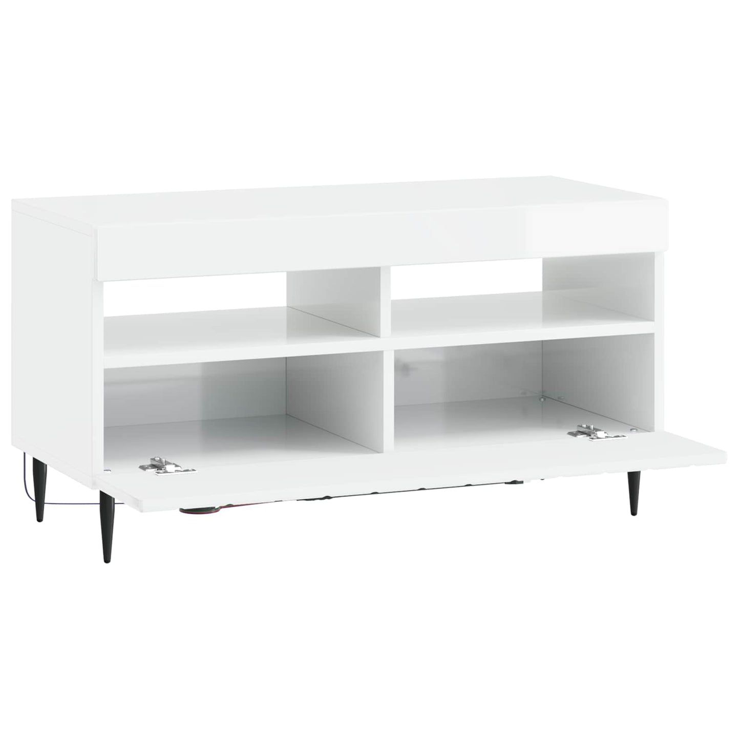 LED TV Cabinet High Gloss White Engineered Wood