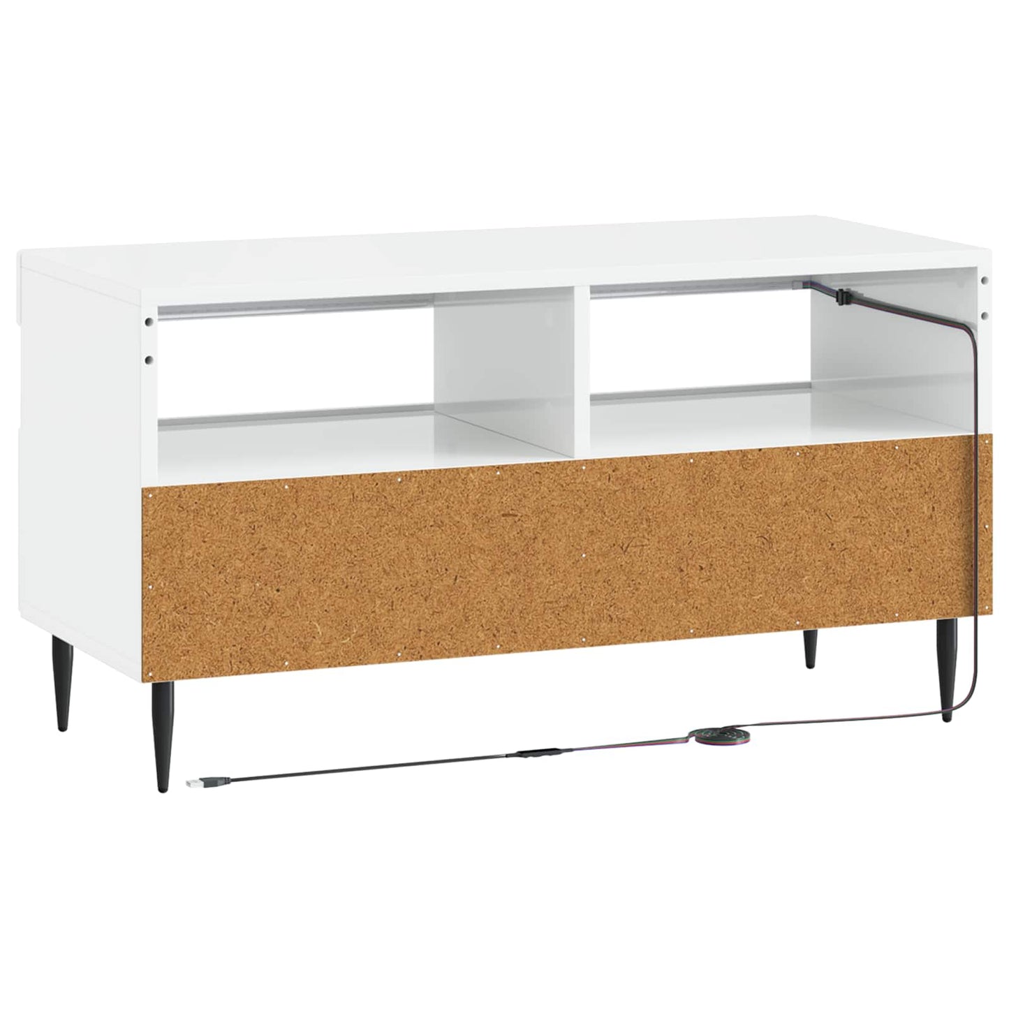 LED TV Cabinet High Gloss White Engineered Wood