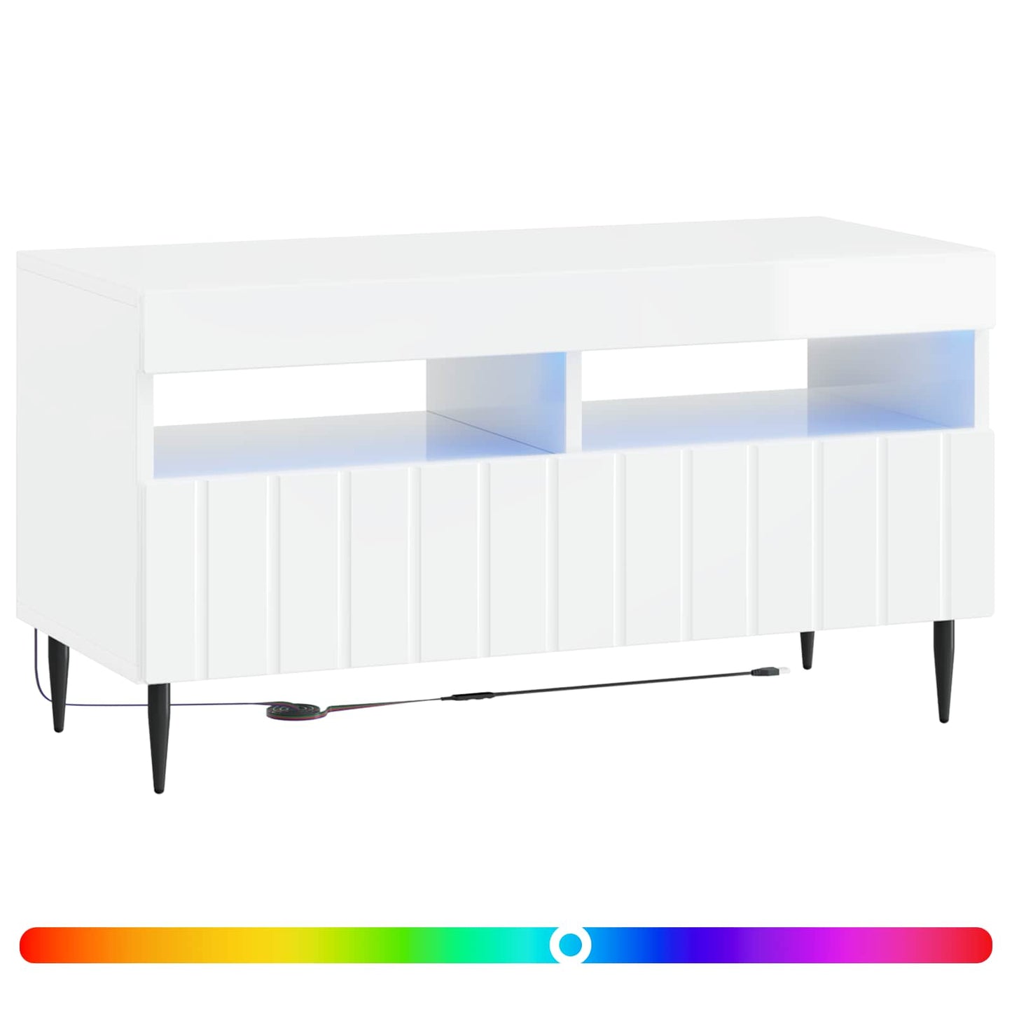 LED TV Cabinet High Gloss White Engineered Wood
