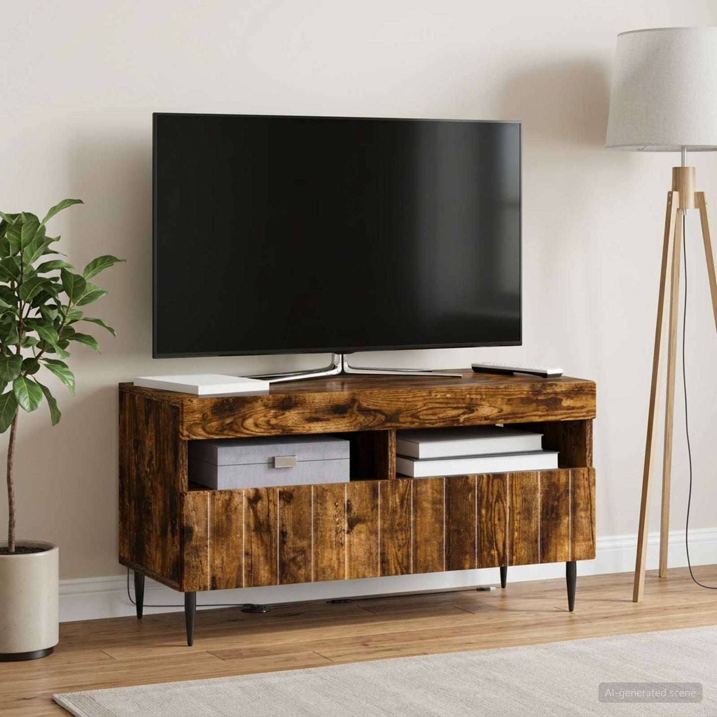 LED TV Cabinet Smoked Oak Engineered Wood
