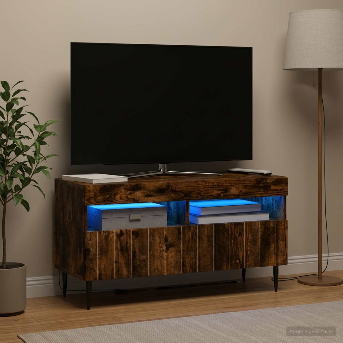 LED TV Cabinet Smoked Oak Engineered Wood