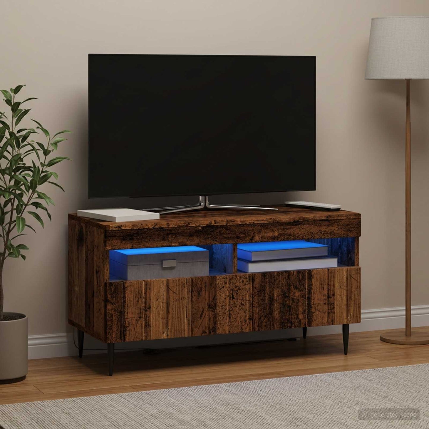 LED TV Cabinet Old Wood Engineered Wood