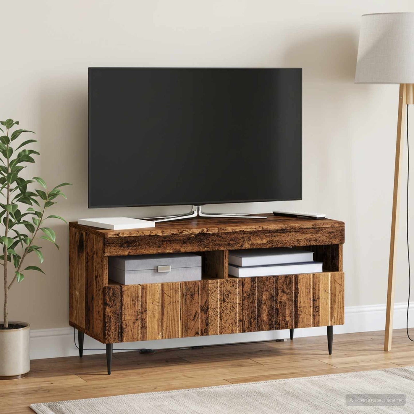 LED TV Cabinet Old Wood Engineered Wood
