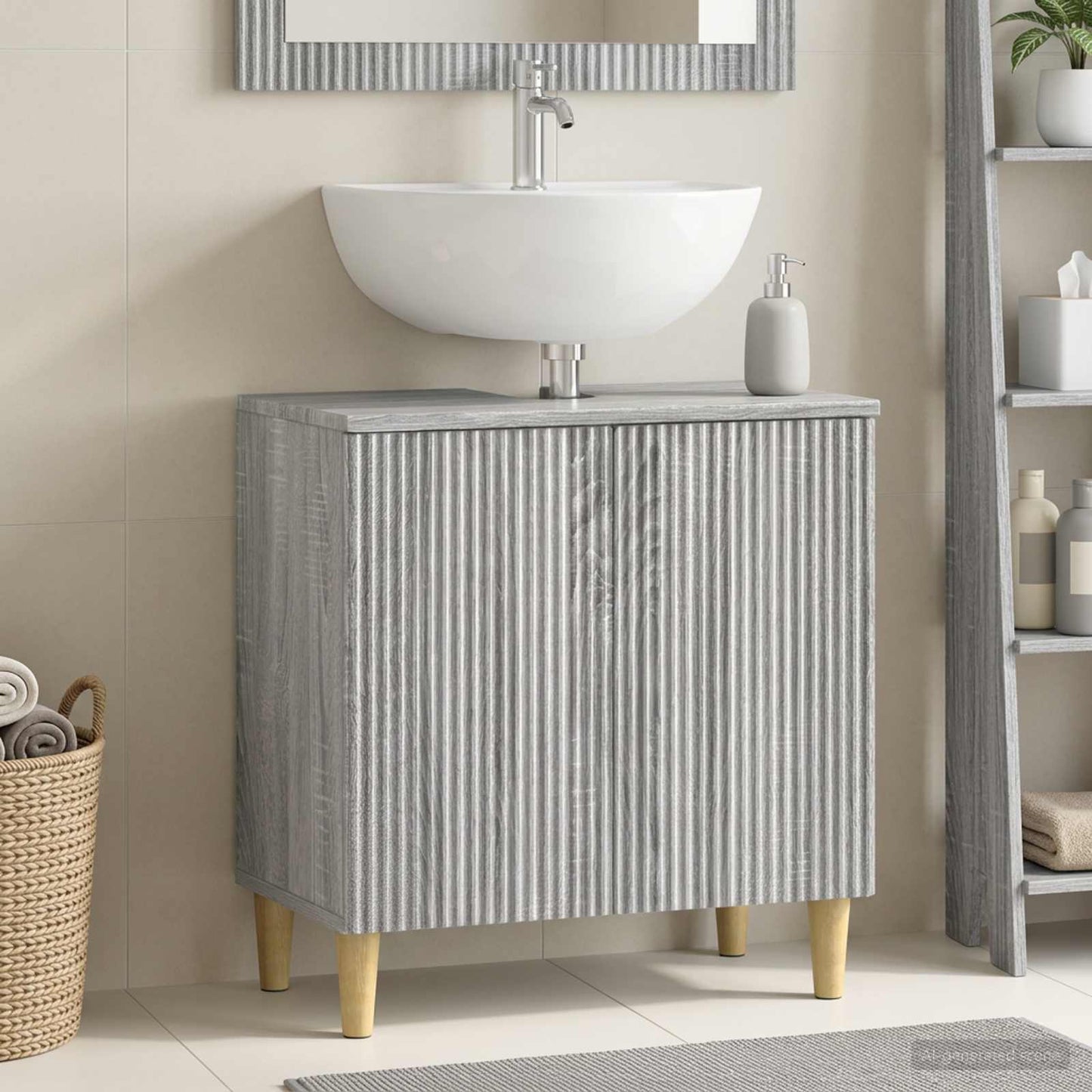 Bathroom Sink Cabinet ARNHEM Grey Sonoma 59.5 x 31.5x 59 cm
