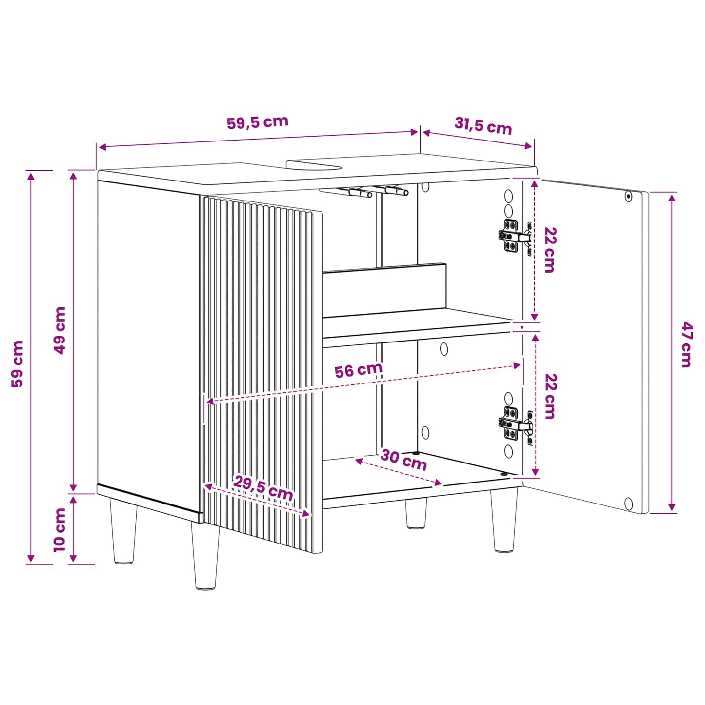 Bathroom Sink Cabinet ARNHEM Grey Sonoma 59.5 x 31.5x 59 cm