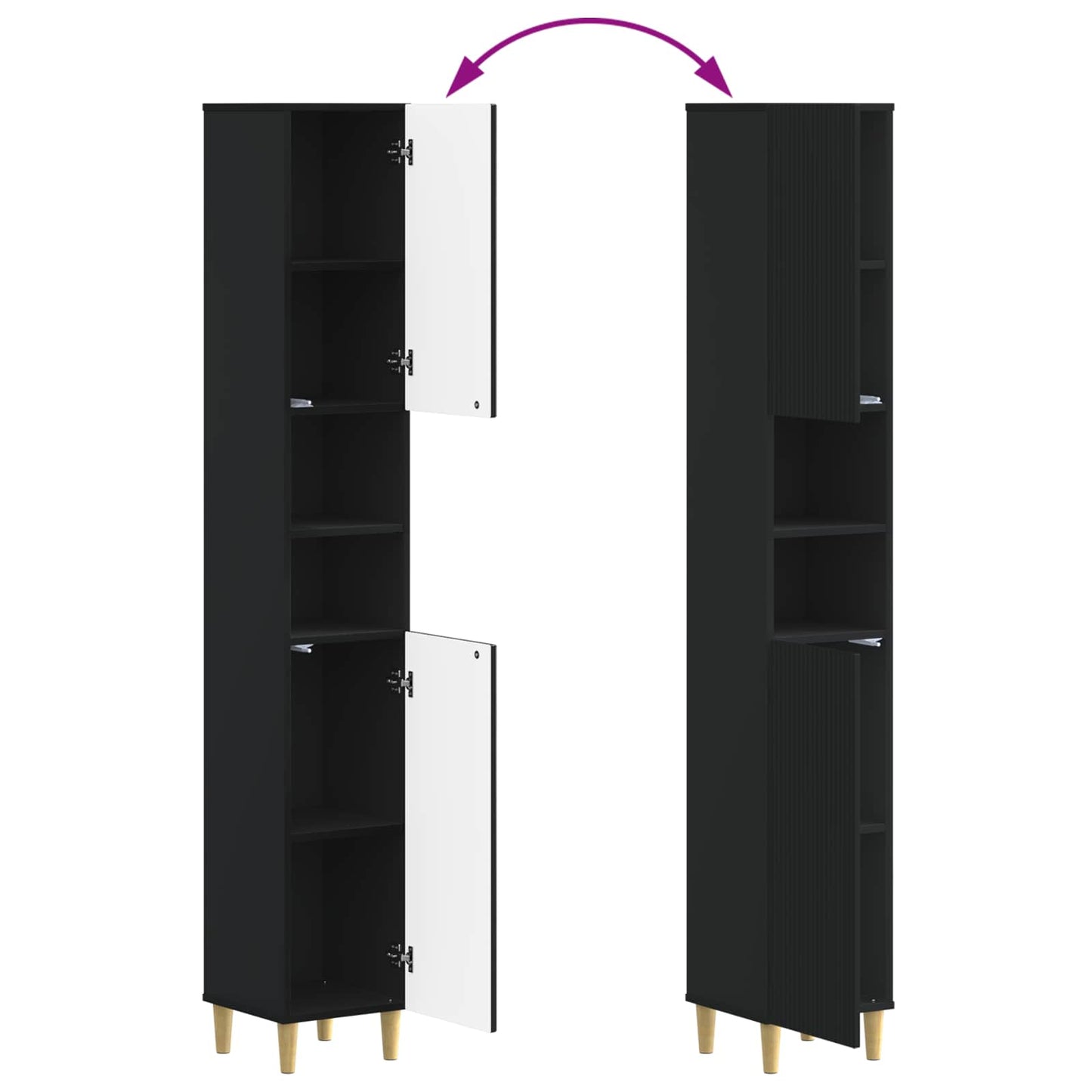 Bathroom Cabinet with Open Shelf ARNHEM Black 30 x 31 x 190 cm
