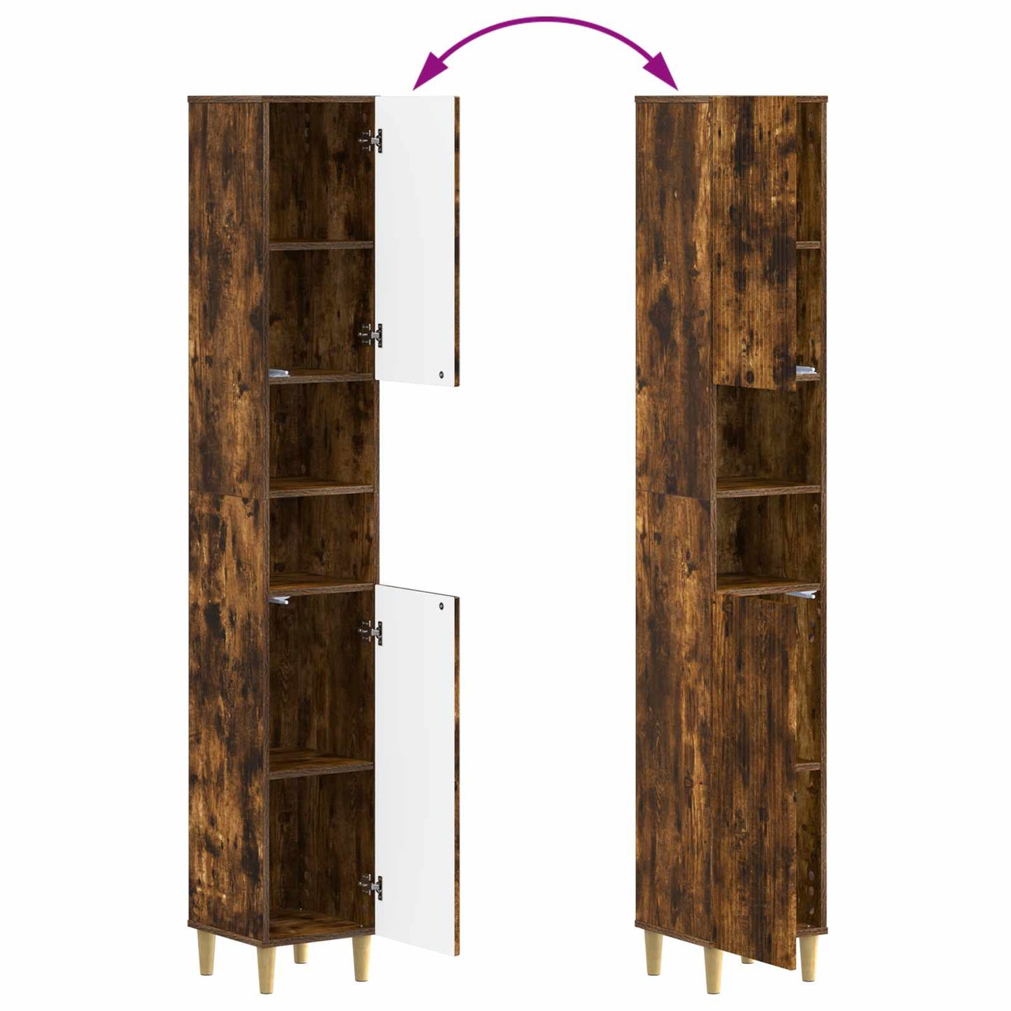Bathroom Cabinet with Open Shelf ARNHEM Smoked Oak