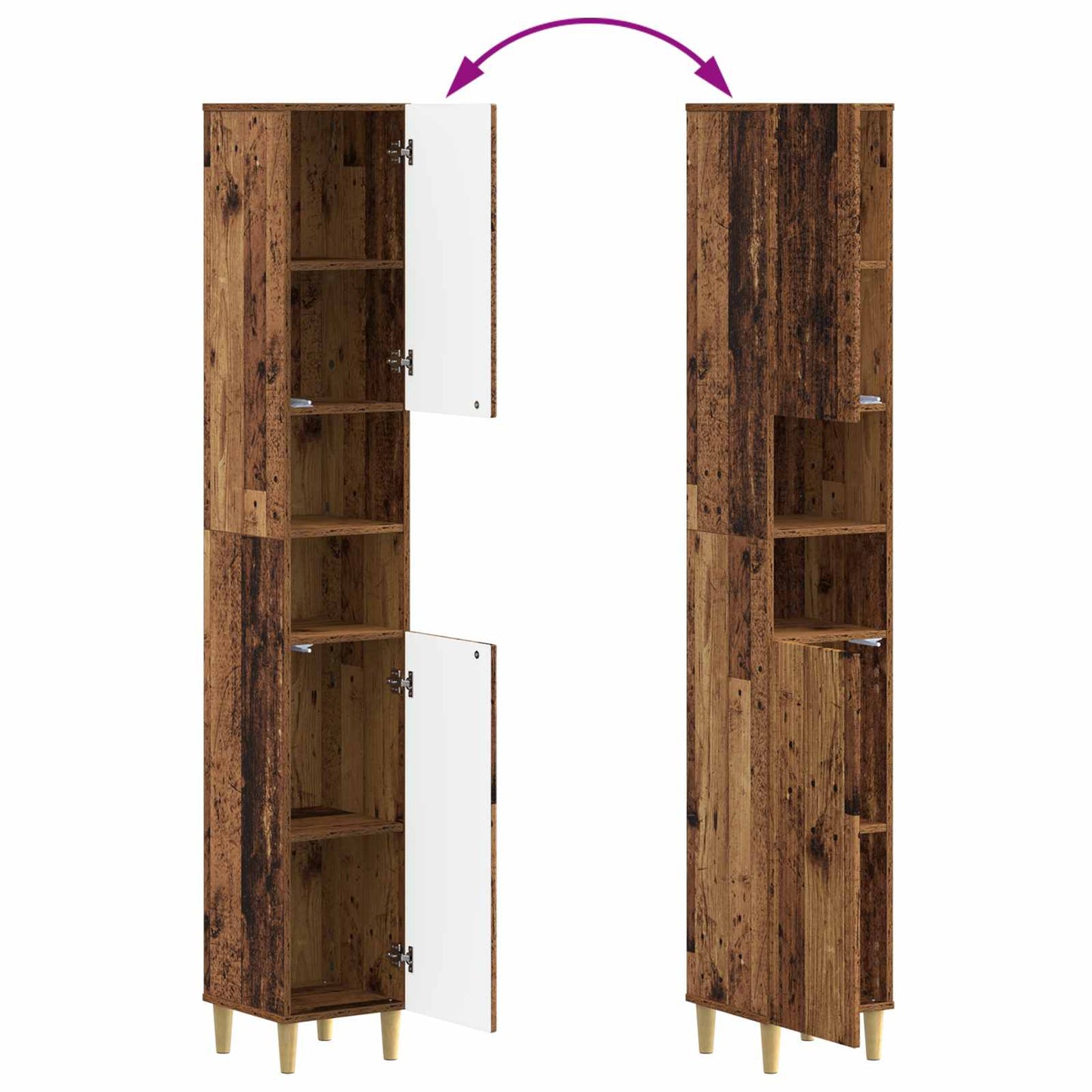 Bathroom Cabinet with Open Shelf ARNHEM Old Wood