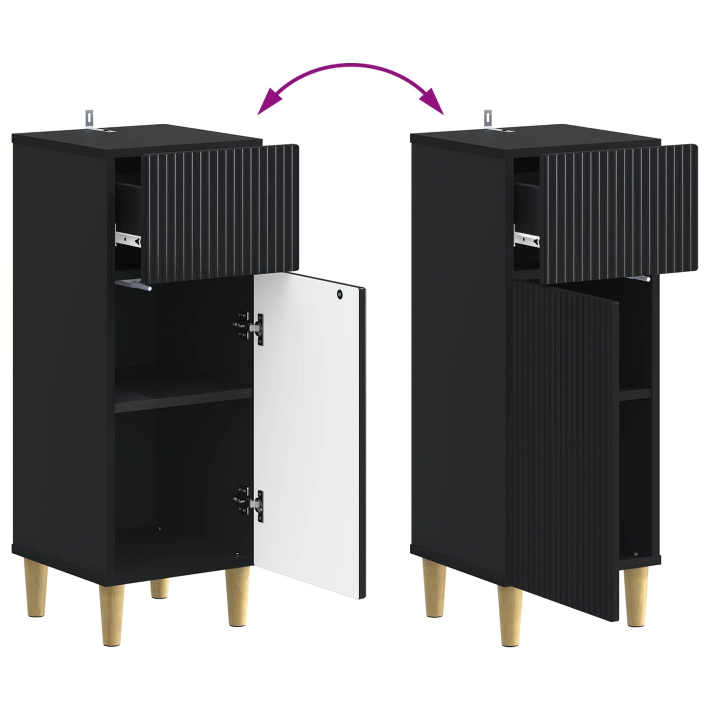 Bathroom Storage Cainet ARNHEM Black 30 x 31 x 80 cm