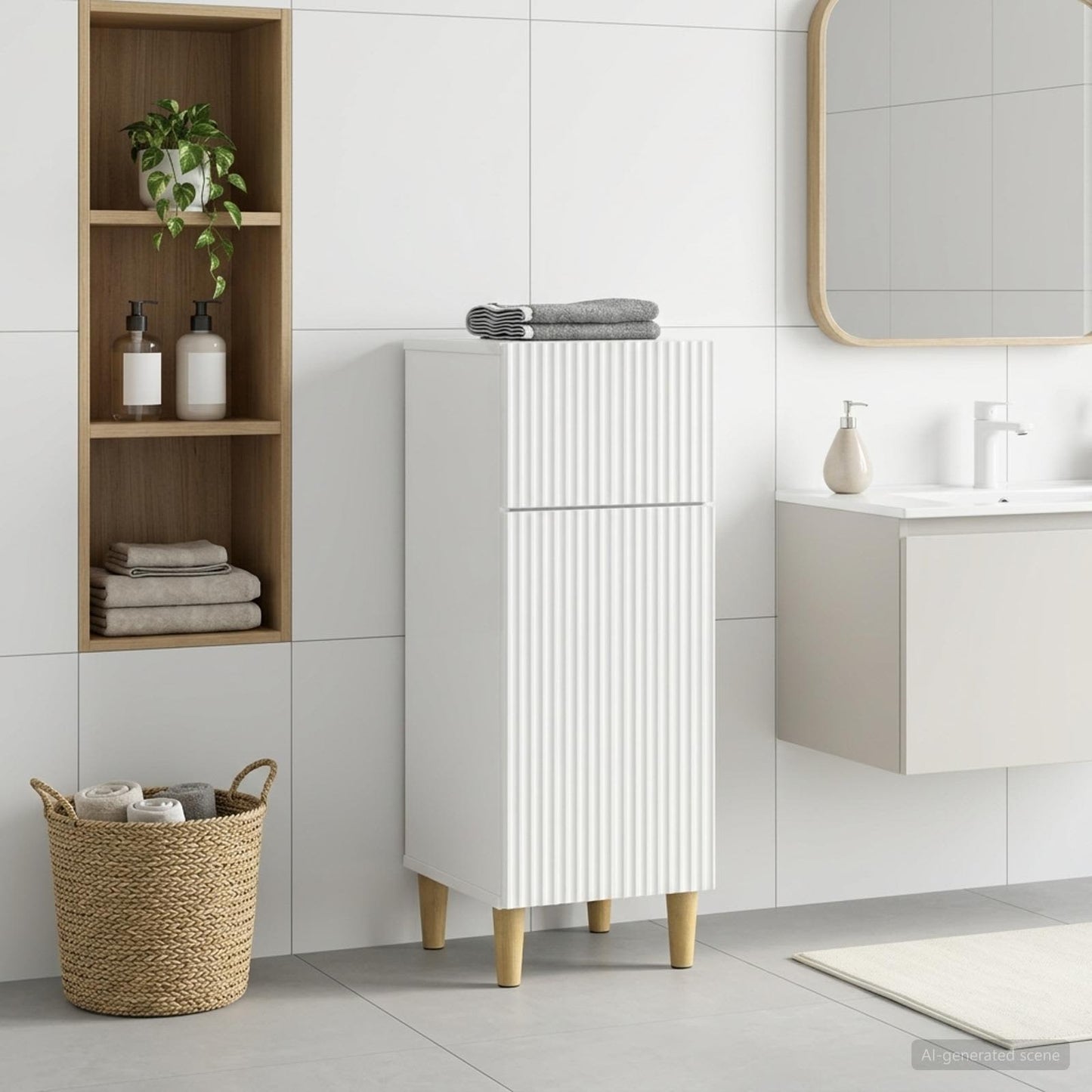 Bathroom Storage Cainet ARNHEM High Gloss White 30 x 31 x 80 cm