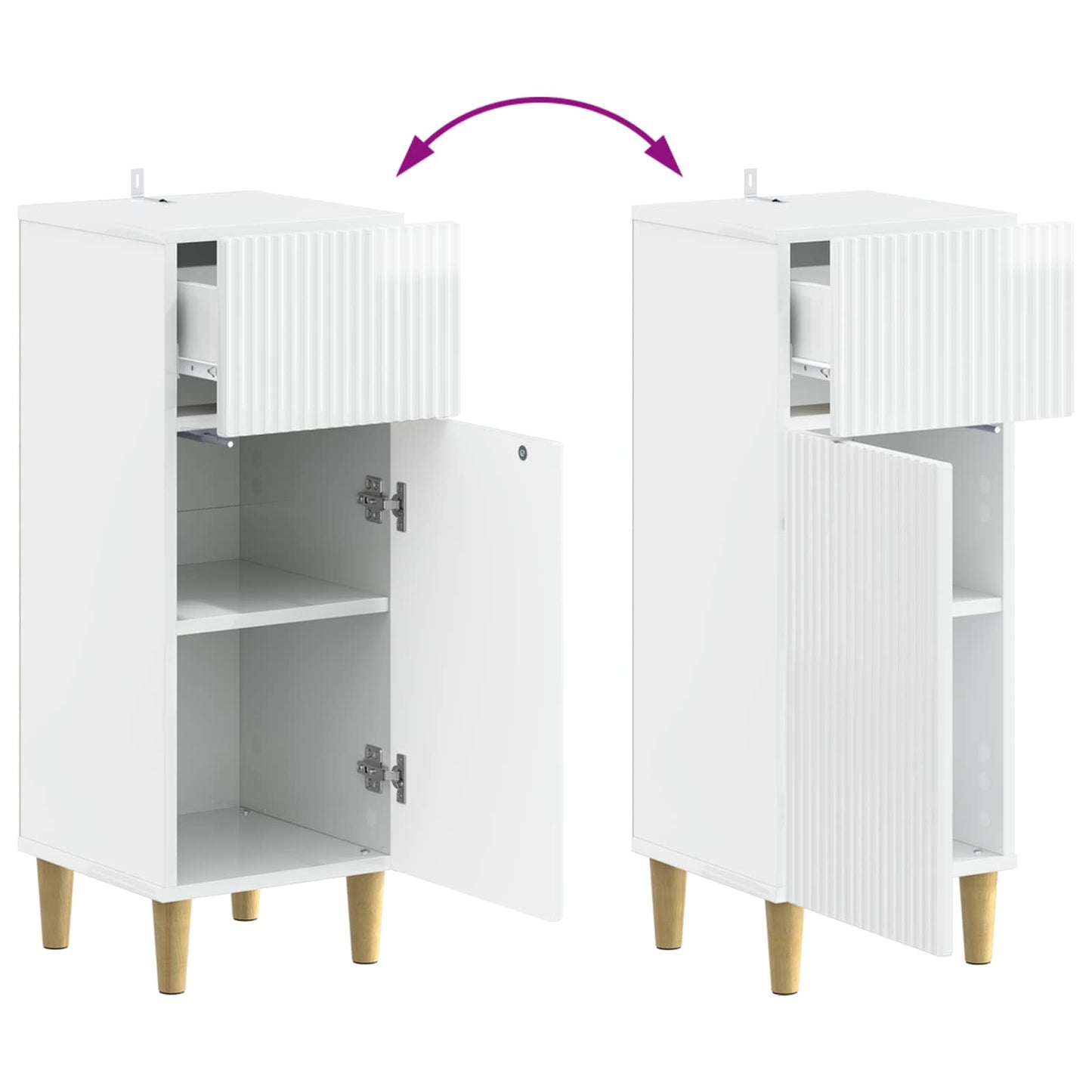 Bathroom Storage Cainet ARNHEM High Gloss White 30 x 31 x 80 cm