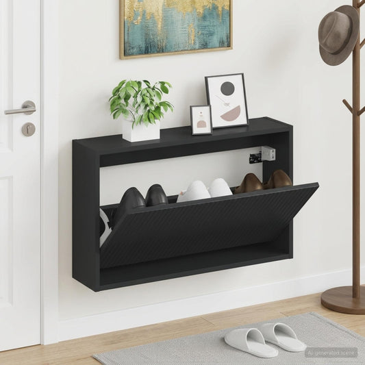 Wall-Mounted Shoe Cabinet ARNHEM 71 x 17 x 43 cm Black