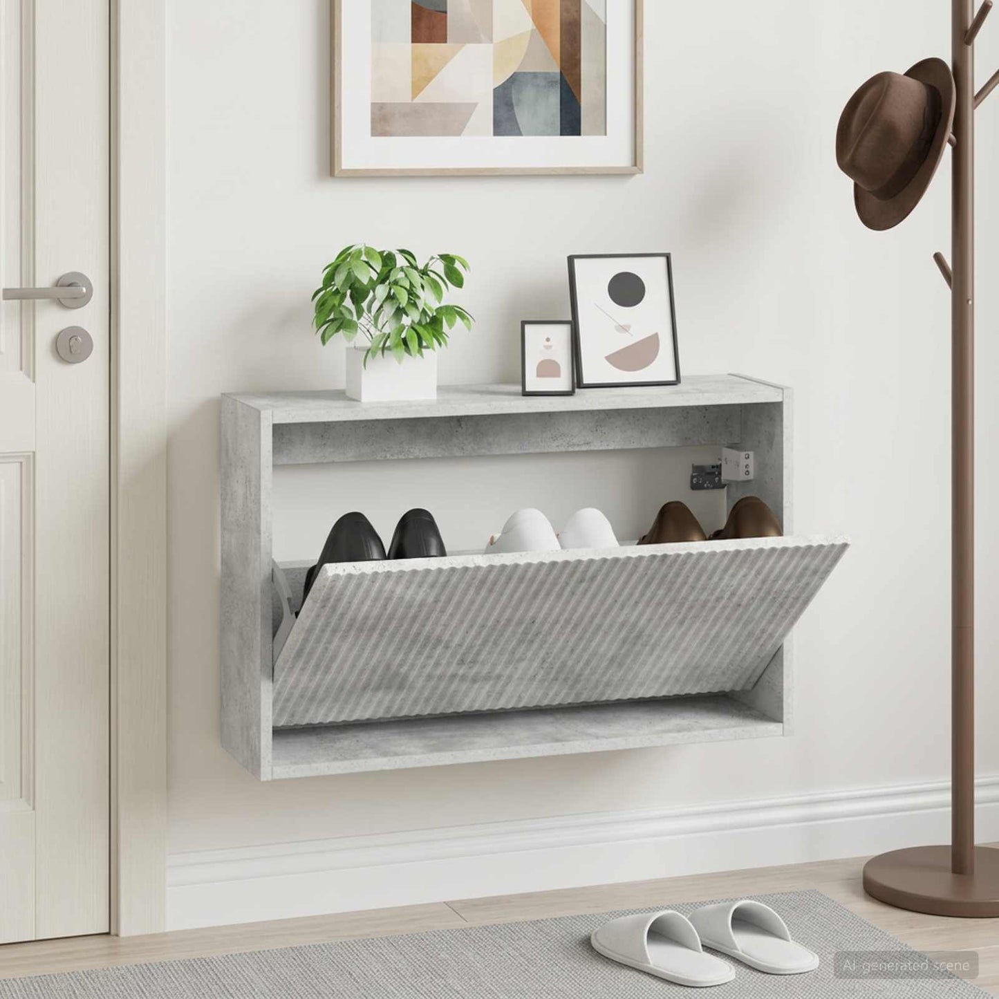 Wall-Mounted Shoe Cabinet ARNHEM 71 x 17 x 43 cm Concrete Grey