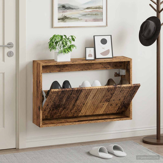 Wall-Mounted Shoe Cabinet ARNHEM 71 x 17 x 43 cm Old Wood