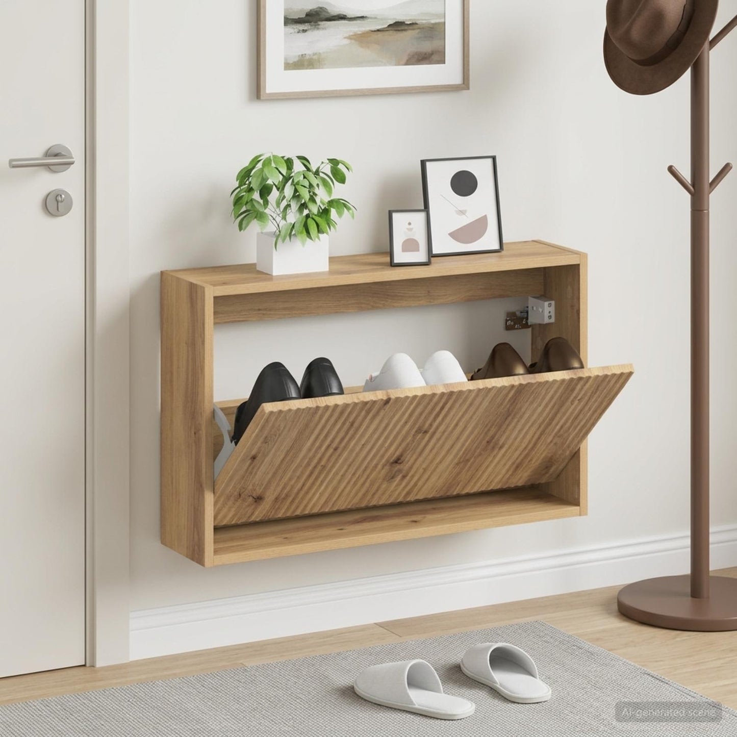 Wall-Mounted Shoe Cabinet ARNHEM 71 x 17 x 43 cm Artisan Oak