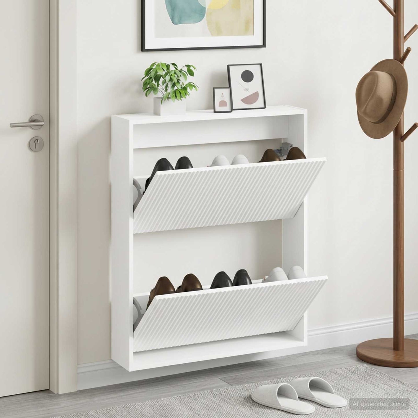 Wall-Mounted Shoe Cabinet ARNHEM 71 x 17 x 86 cm White