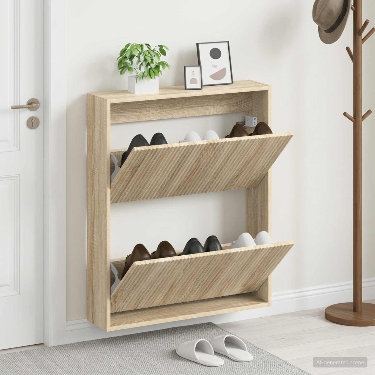 Wall-Mounted Shoe Cabinet ARNHEM 71 x 17 x 86 cm Sonoma Oak