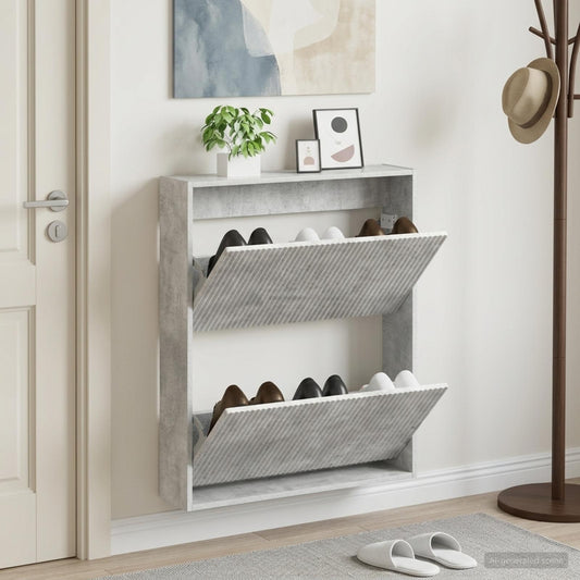 Wall-Mounted Shoe Cabinet ARNHEM 71 x 17 x 86 cm Concrete Grey