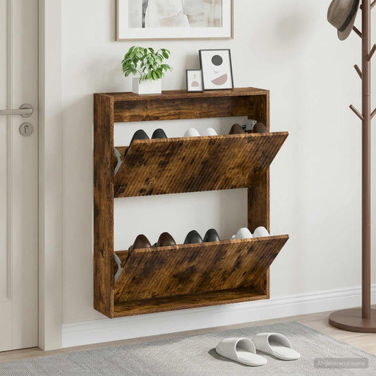 Wall-Mounted Shoe Cabinet ARNHEM 71 x 17 x 86 cm Smoked Oak