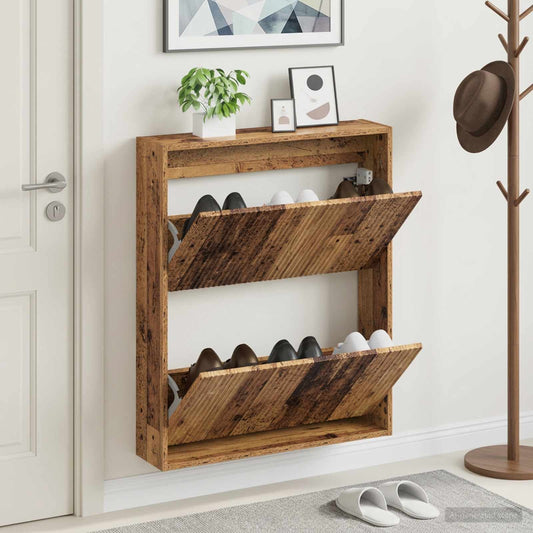 Wall-Mounted Shoe Cabinet ARNHEM 71 x 17 x 86 cm Old Wood