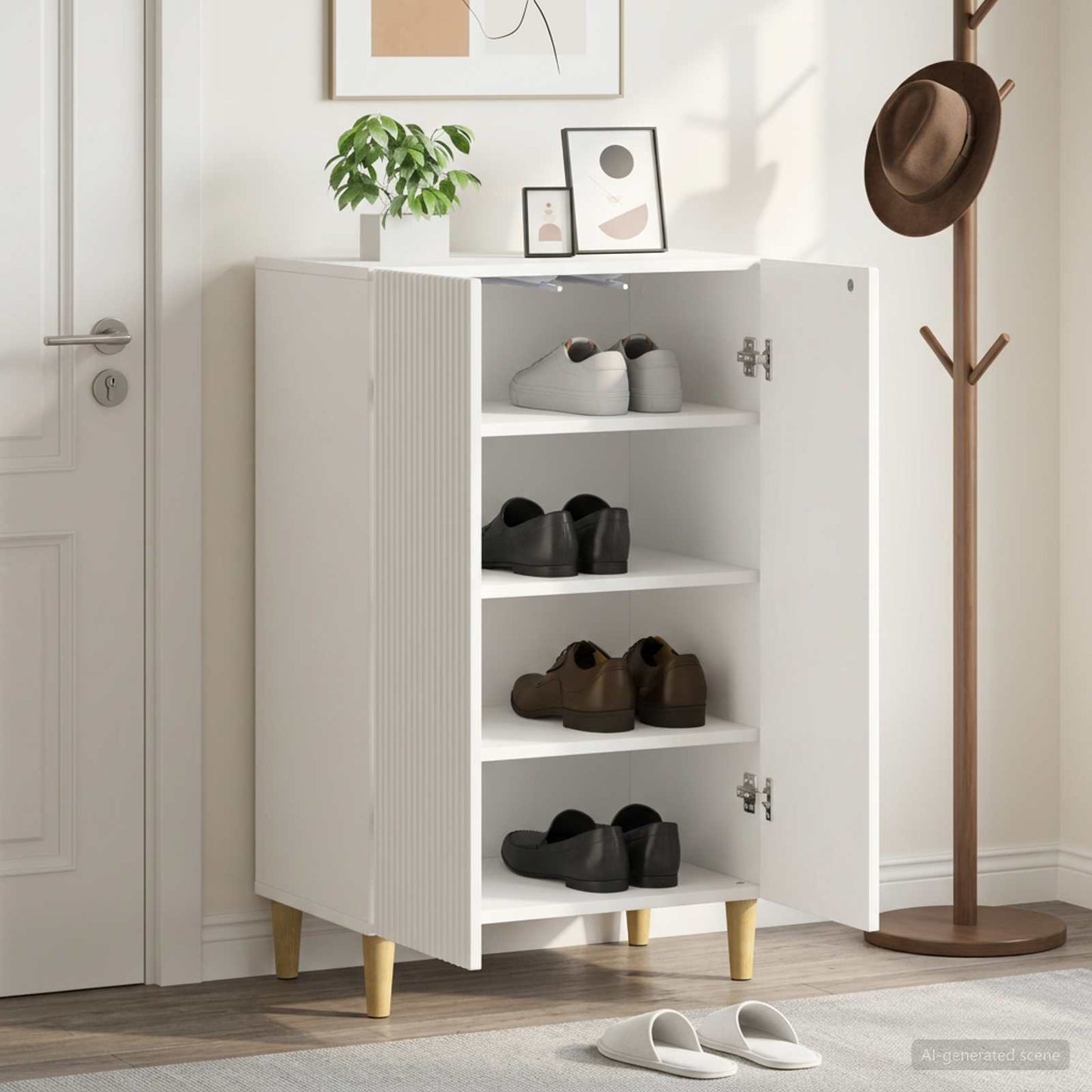 Shoe Cabinet ARNHEM 59.5 x 39.5 x 90 cm Engineered Wood White
