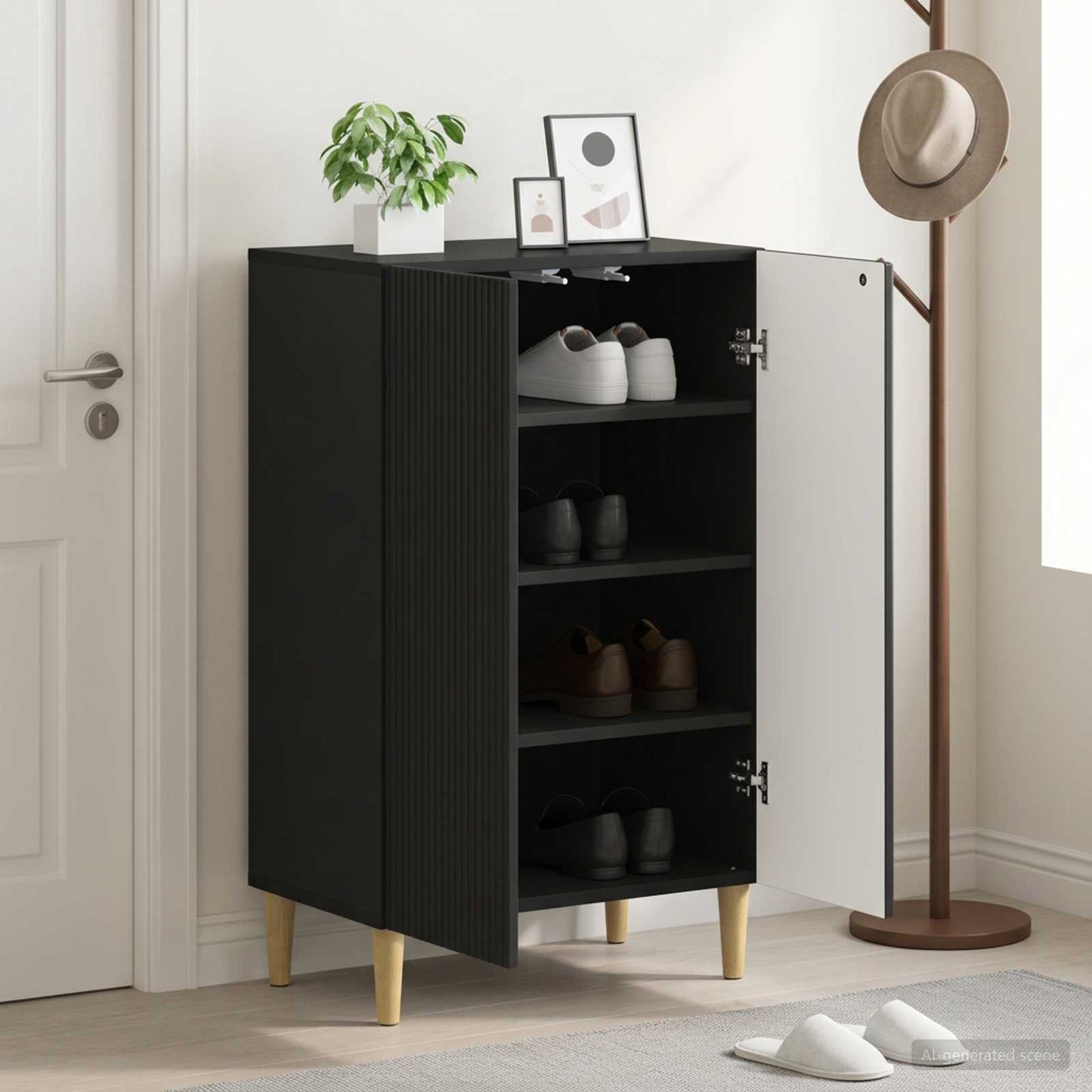 Shoe Cabinet ARNHEM 59.5 x 39.5 x 90 cm Engineered Wood Black