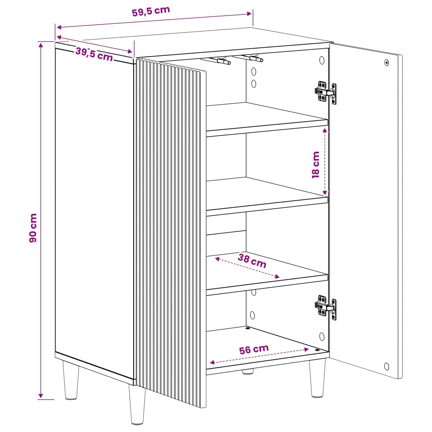 Shoe Cabinet ARNHEM 59.5 x 39.5 x 90 cm Engineered Wood