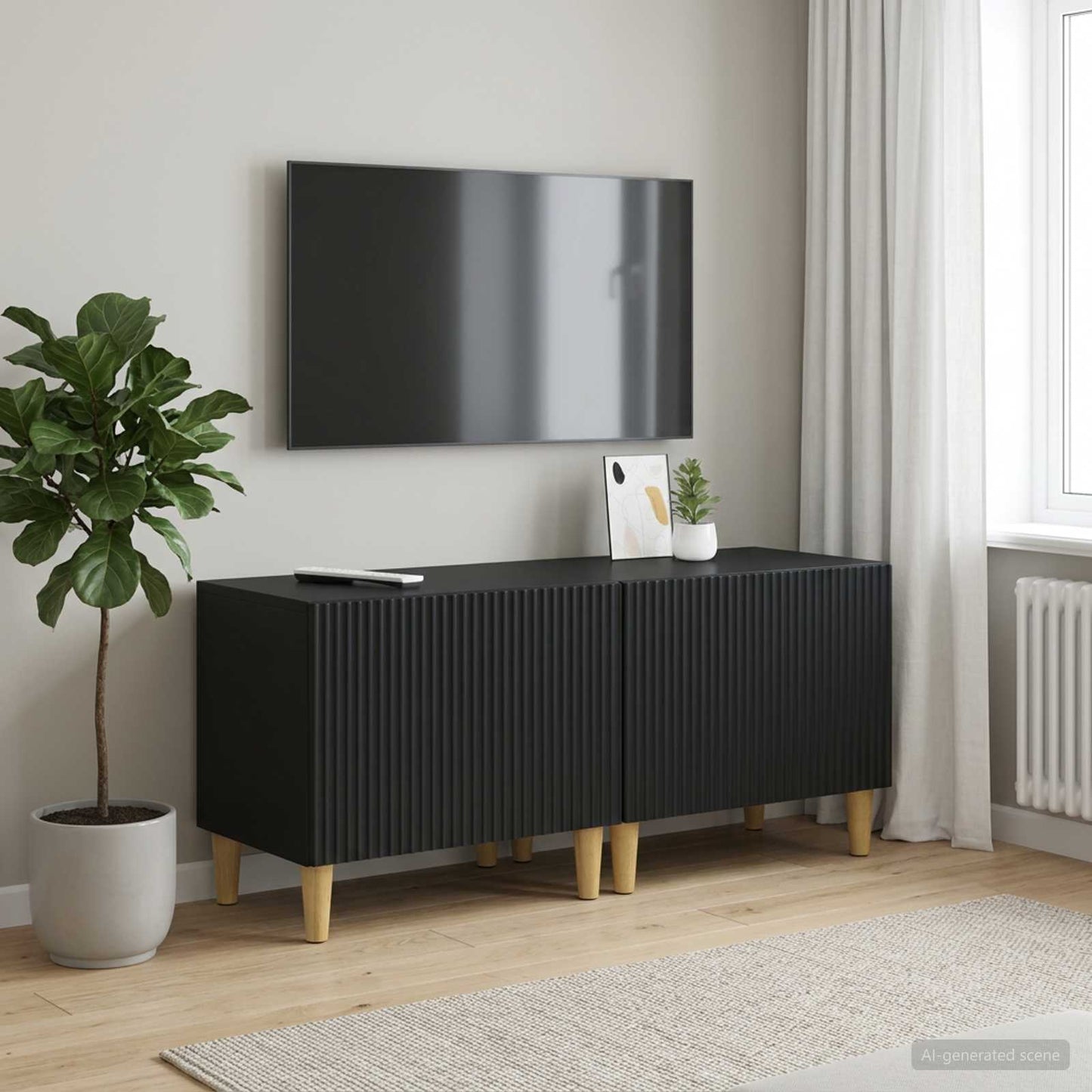 TV Cabinet Black Engineered Wood