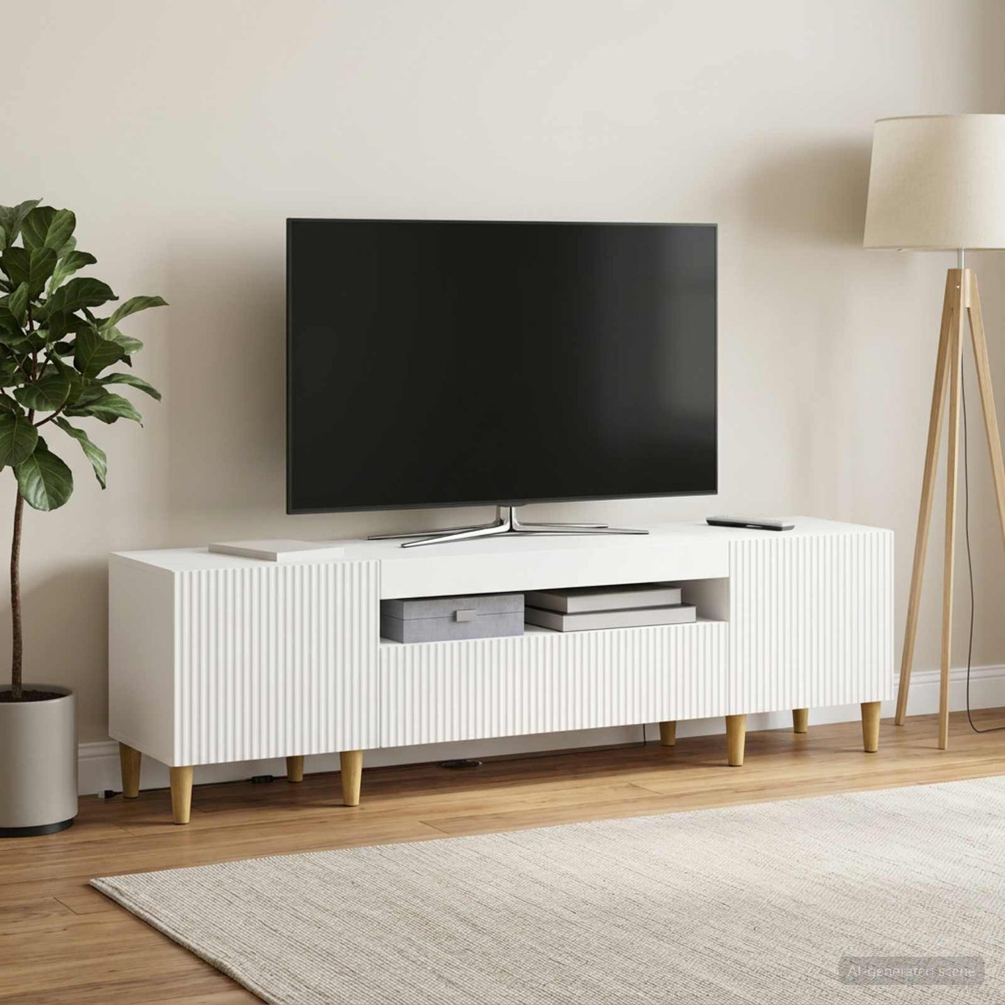 LED TV Cabinet White Engineered Wood