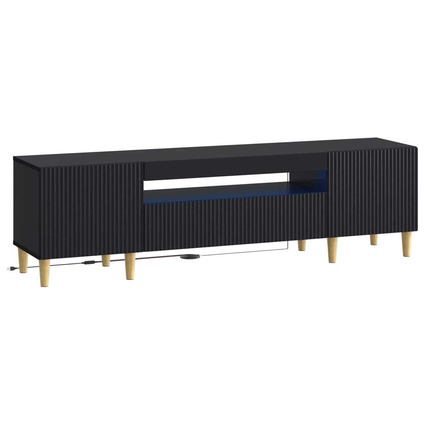LED TV Cabinet Black Engineered Wood