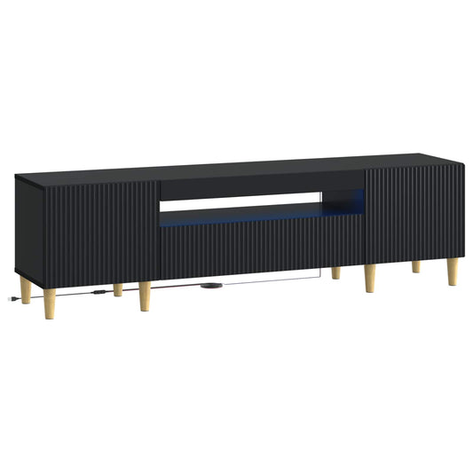 LED TV Cabinet Black Engineered Wood