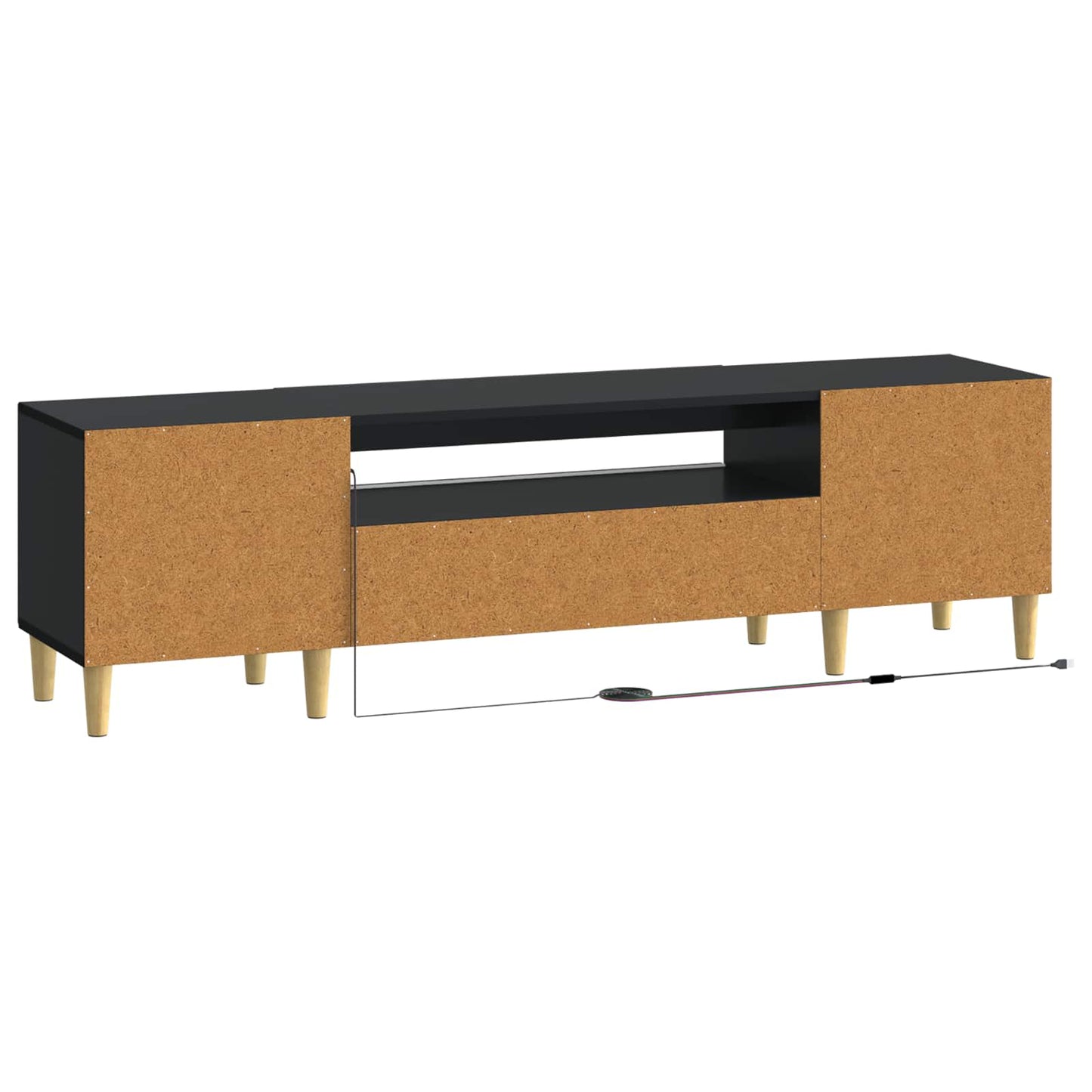 LED TV Cabinet Black Engineered Wood