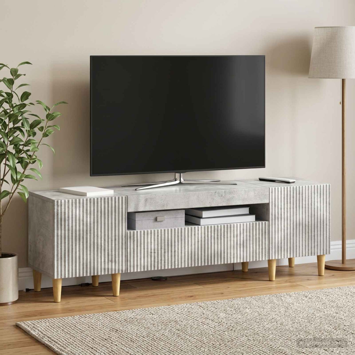 LED TV Cabinet Concrete Grey Engineered Wood
