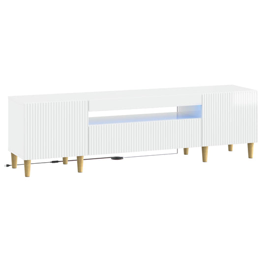 LED TV Cabinet High Gloss White Engineered Wood