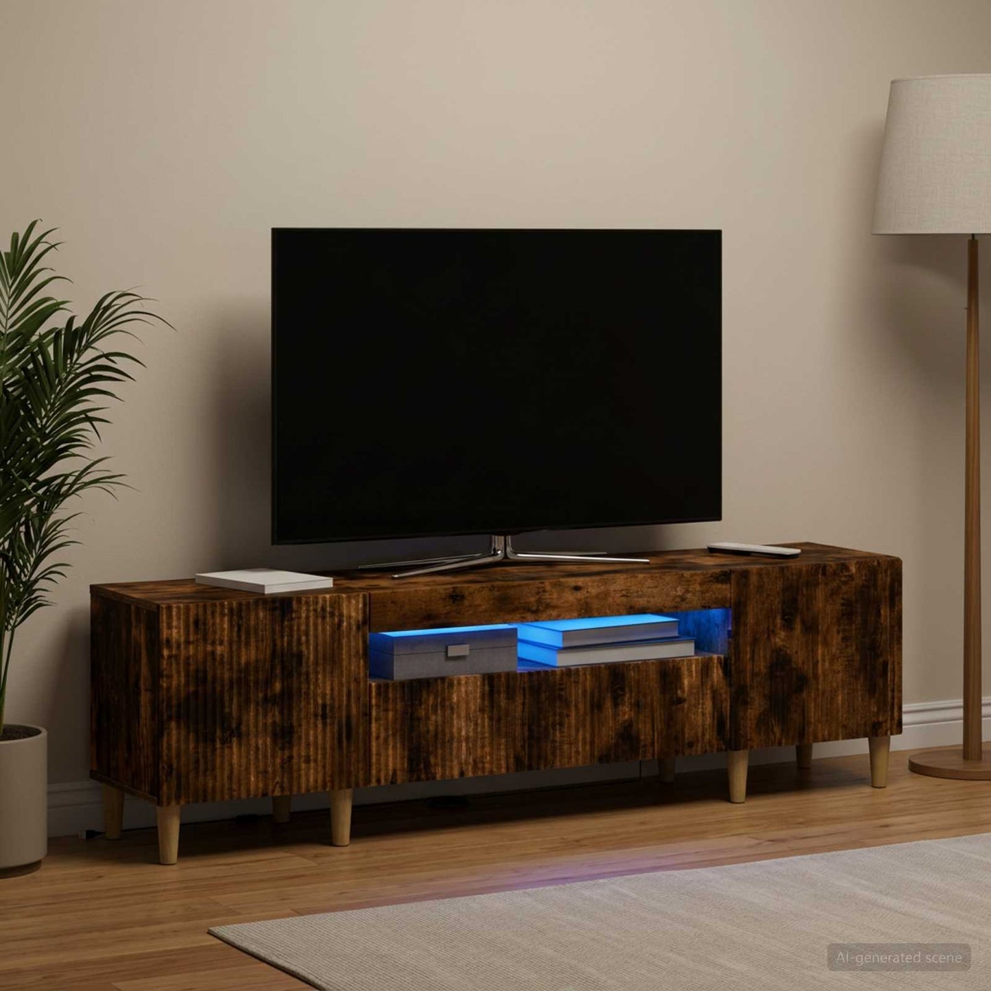 LED TV Cabinet Smoked Oak Engineered Wood