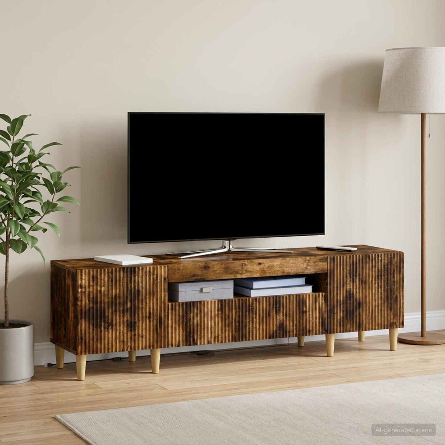 LED TV Cabinet Smoked Oak Engineered Wood